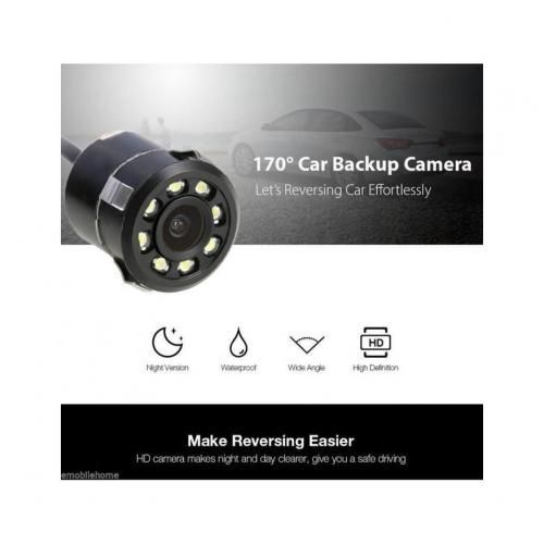 Caméra de Recul Noir 180° HD 8 LED étanche pour voiture aide stationnement sho